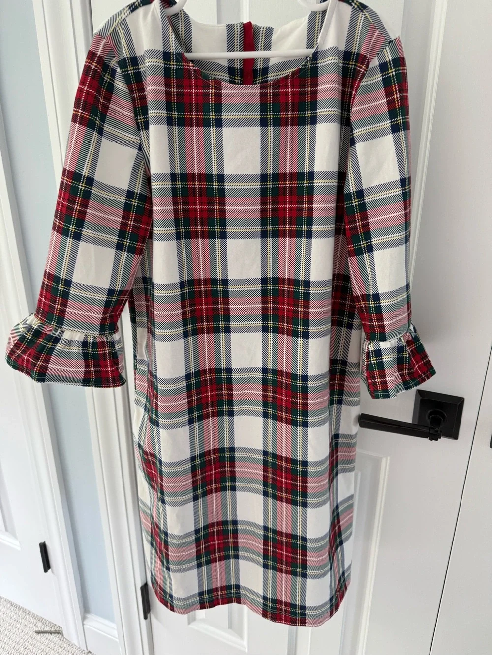 Vineyard Vines Red, White & Blue Plaid Ruffle-Sleeve Dress